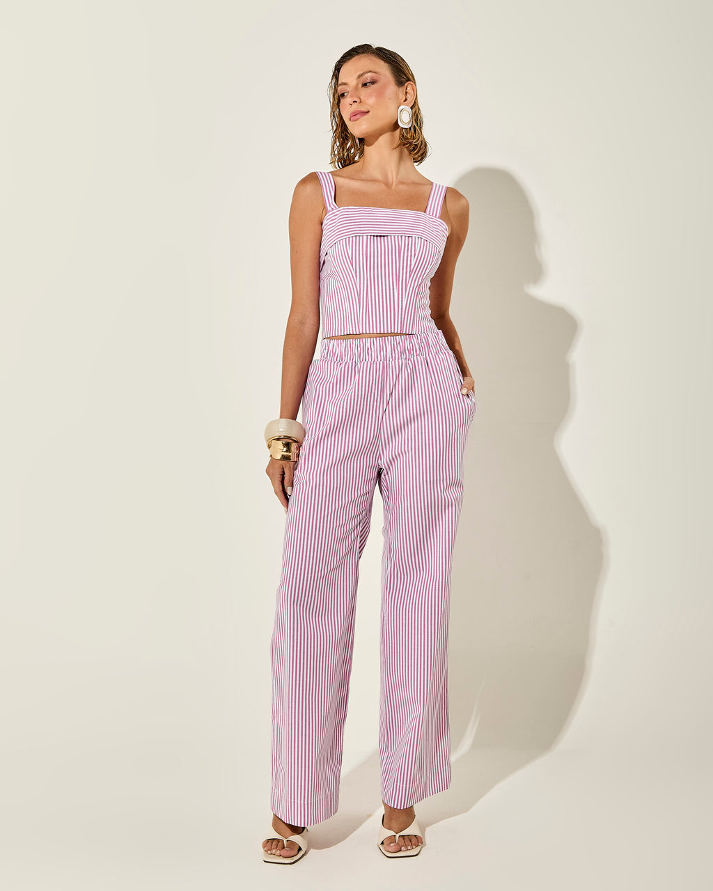 CALÇA MARBELLA LISTRA ROSA