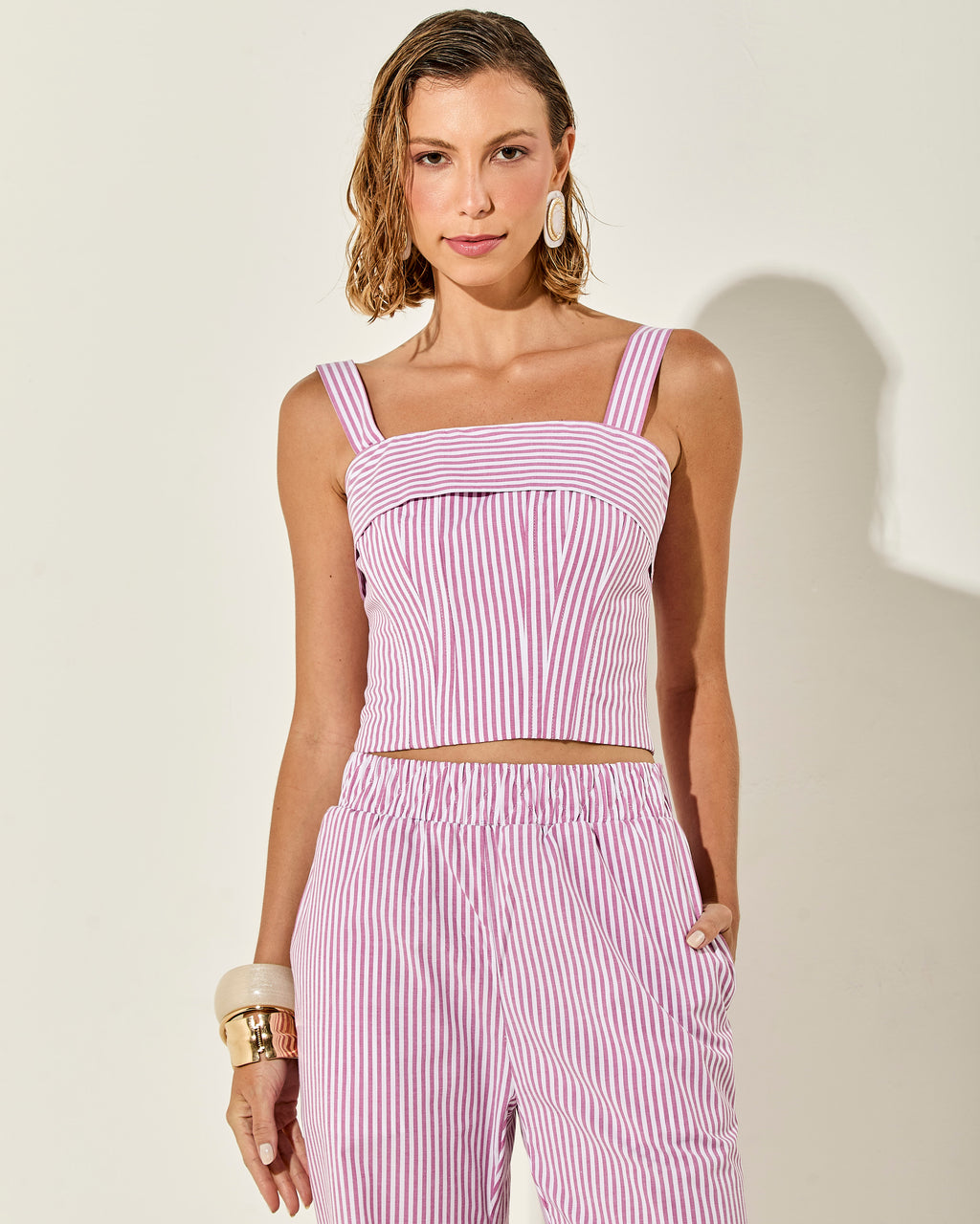 CALÇA MARBELLA LISTRA ROSA