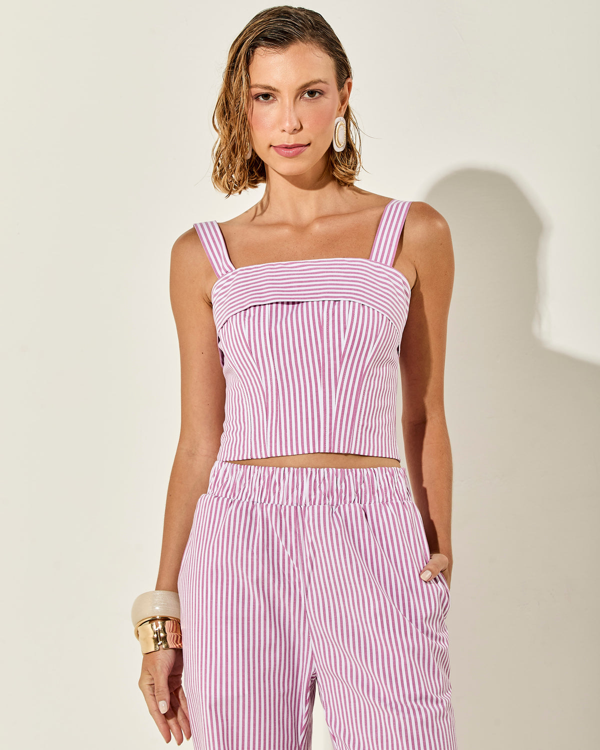 CALÇA MARBELLA LISTRA ROSA
