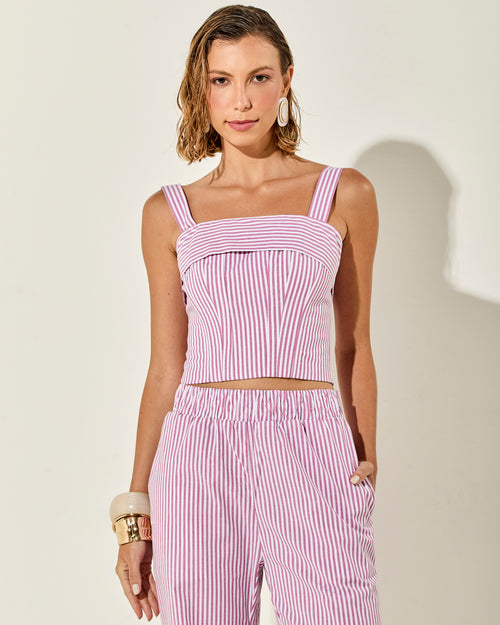 CALÇA MARBELLA LISTRA ROSA